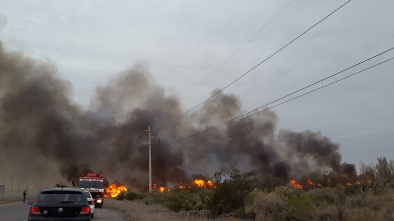 Bomberos trabajan en un incendio en El Chañar
