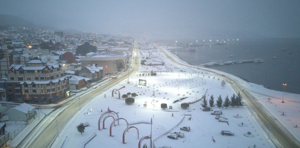 Cayó la primera nevada del año en el Fin del Mundo
