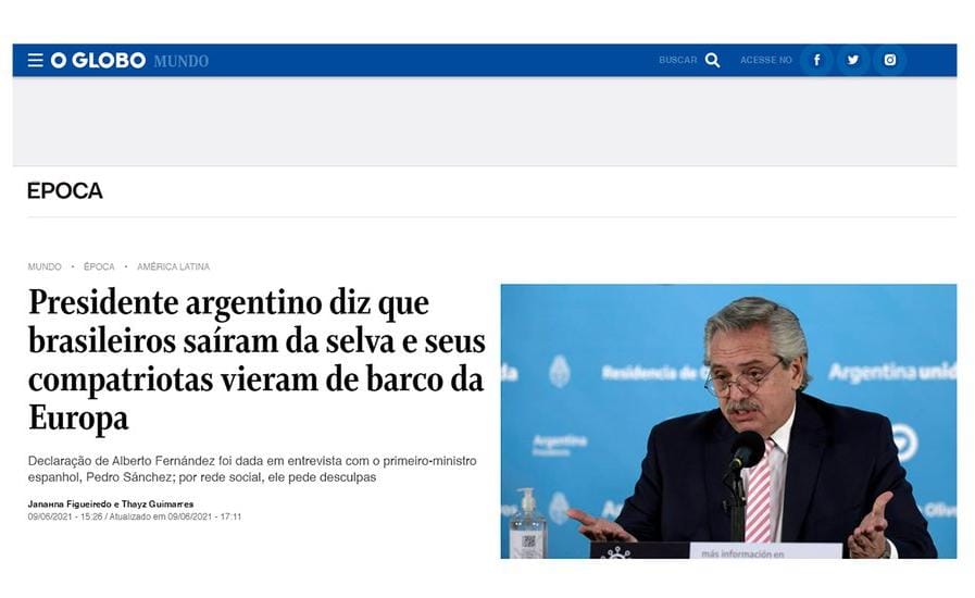 Los medios internacionales acusan de «racista» las declaraciones de Alberto Fernández