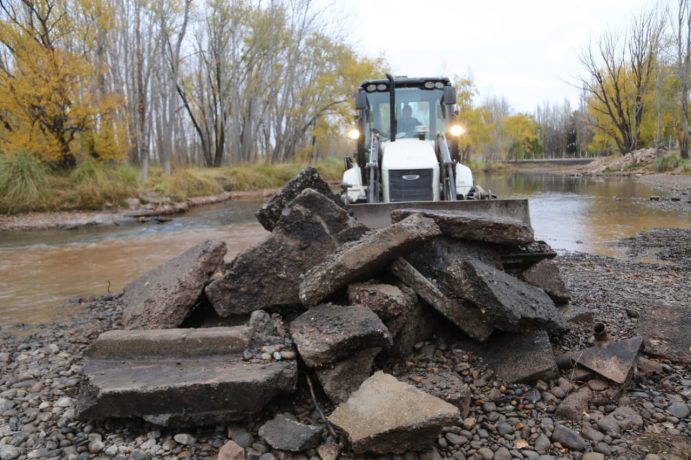 El municipio neuquino lleva adelante un importante operativo de limpieza en el Limay