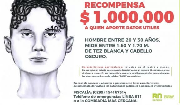 Femicidio Agustina: Recompensa de $1.000.000 por datos del sospechoso del identikit