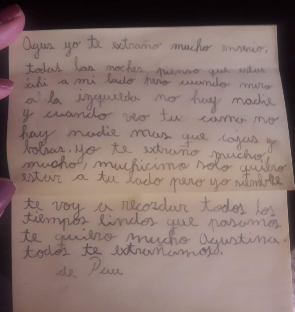 La conmovedora carta de la hermanita de Agustina Fernández