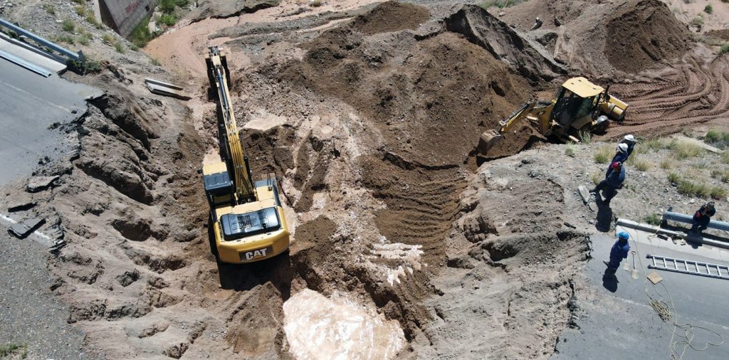 Finalizó la reparación del acueducto dañado a la altura del Cañadón de las Cabras