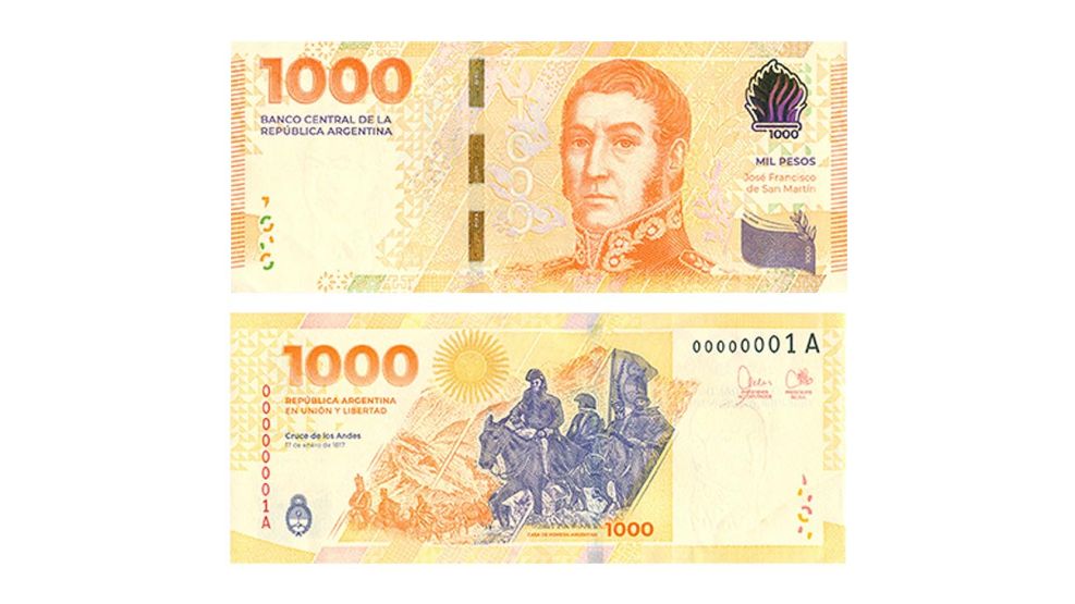 Ya está en circulación el nuevo billete de mil con la imagen de San Martín