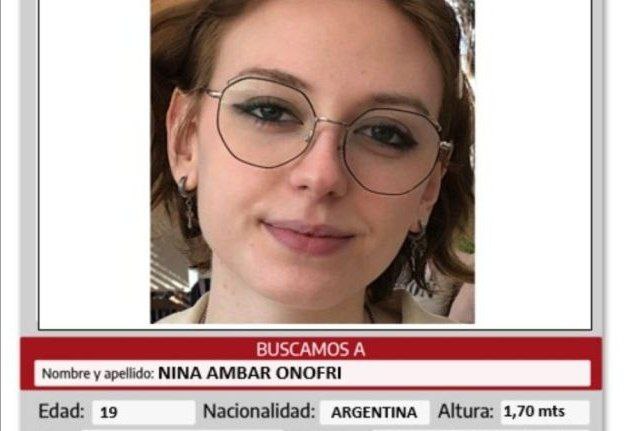 Buscan a Nina Ámbar Onofri, una joven de 19 años, en Neuquén