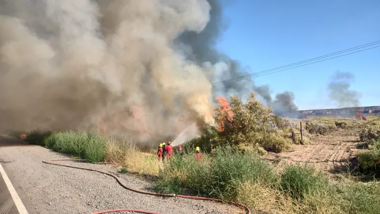 Voraz incendio en Vaca Muerta entre Añelo y el Chañar